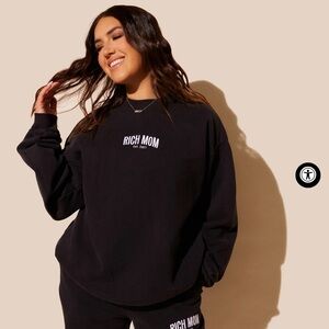 Rich Mom Gear Essentials Crewneck Sweatshirt in Espresso Martini Black by Tinx